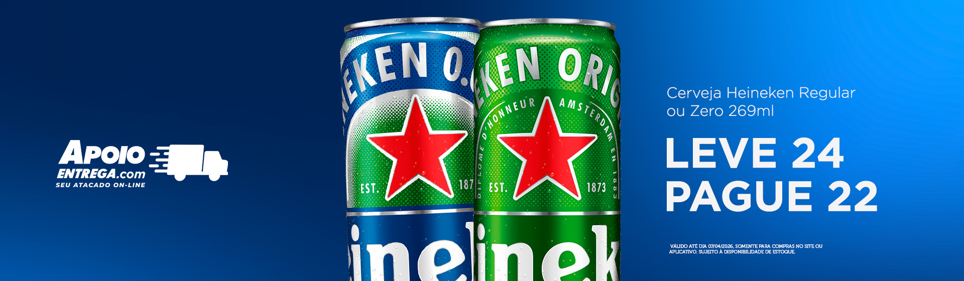 Cerveja Heineken Regular ou Zero 269ml 7/4